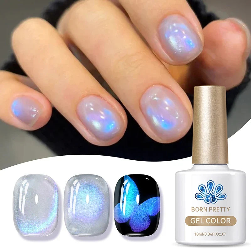 10ml Leopard Cat Magnetic Eye Gel Nail Polish Autumn Night Coffee Brown Glass Beads Soak Off UV LED Manicure Nail Ar