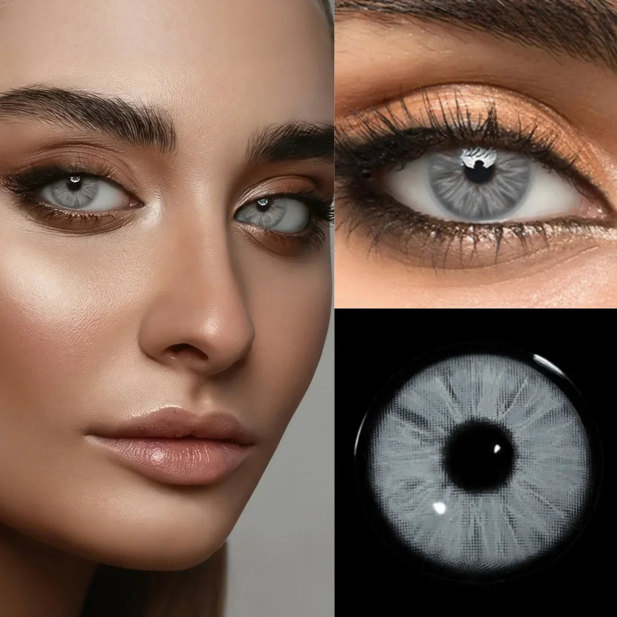 1 Pair Glacier Beauty Contact Lenses, Natural Blue Hazel Small Pupil Soft Lenses, 6-Month Wear for Eye Makeup & Daily