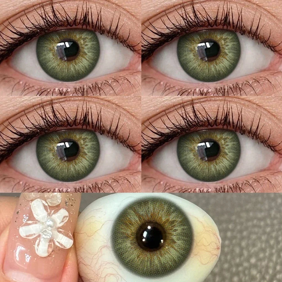 1 Pair Brown Colored Contact Lenses For Eyes Natural Gray Lenses Green Eyes Contact Makeup Beauty 14.20mm Yearly