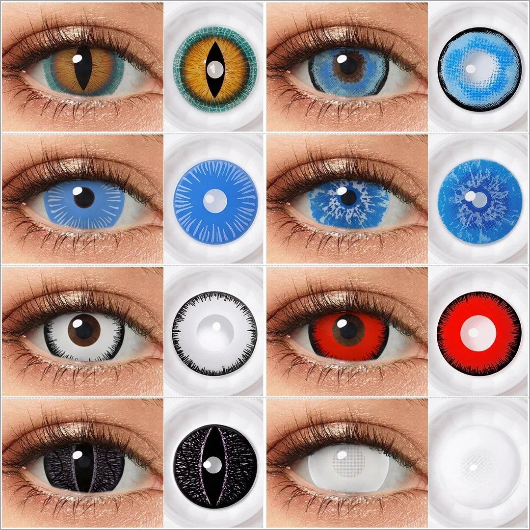 17MM Color Halloween Contact Lenses For Eye Green Cat‘s Eye Red Blue Lenses Cosplay Contact Lenses Eyes Beauty Makeup