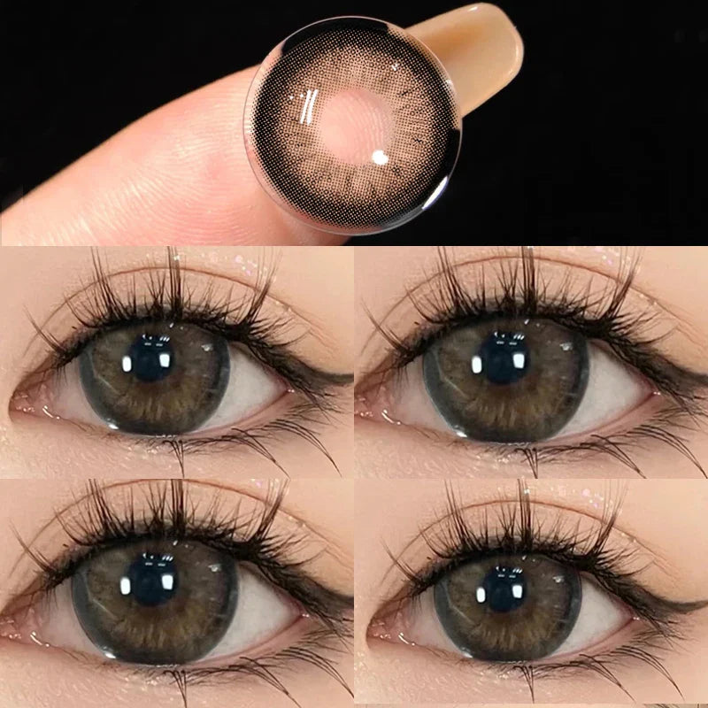 2pcs Yearly Contacts Lences Myopia Beautiful Big Black Eye Colored Contact Lenses Color With Prescription Myopic Lens
