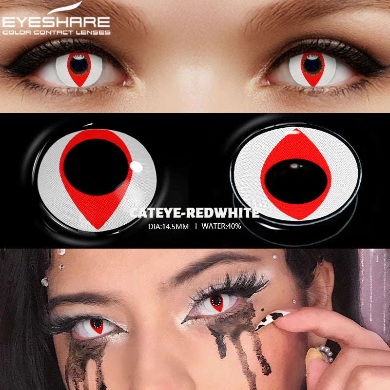 1 Pair yellow cosplay color contact lenses for eyes crazy Halloween cat Eye makeup Role playing Eye cosmetics red lens