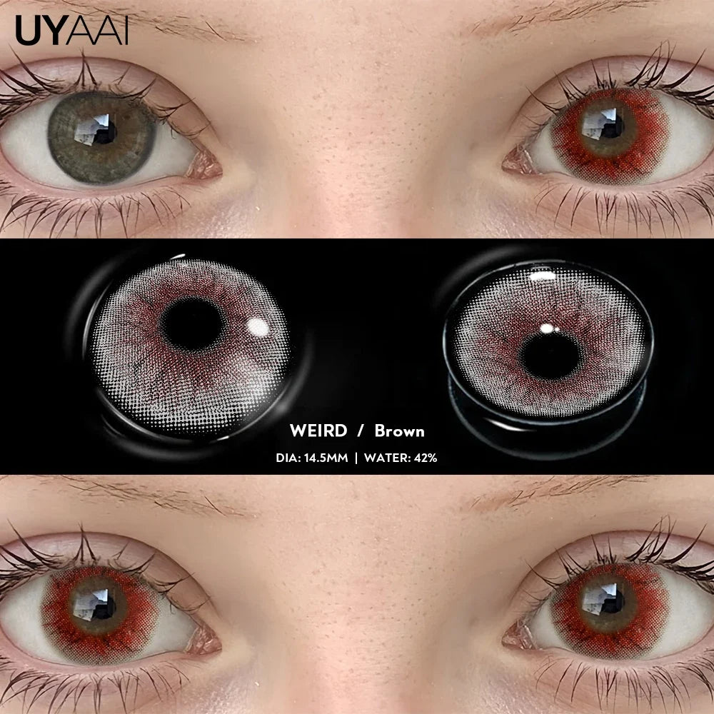 Cosplay Colored Contact Lenses 1 Year 2pcs Crazy Red Contact Lenses Anime Black Eye Lenses Halloween Beauty Makeup Lens