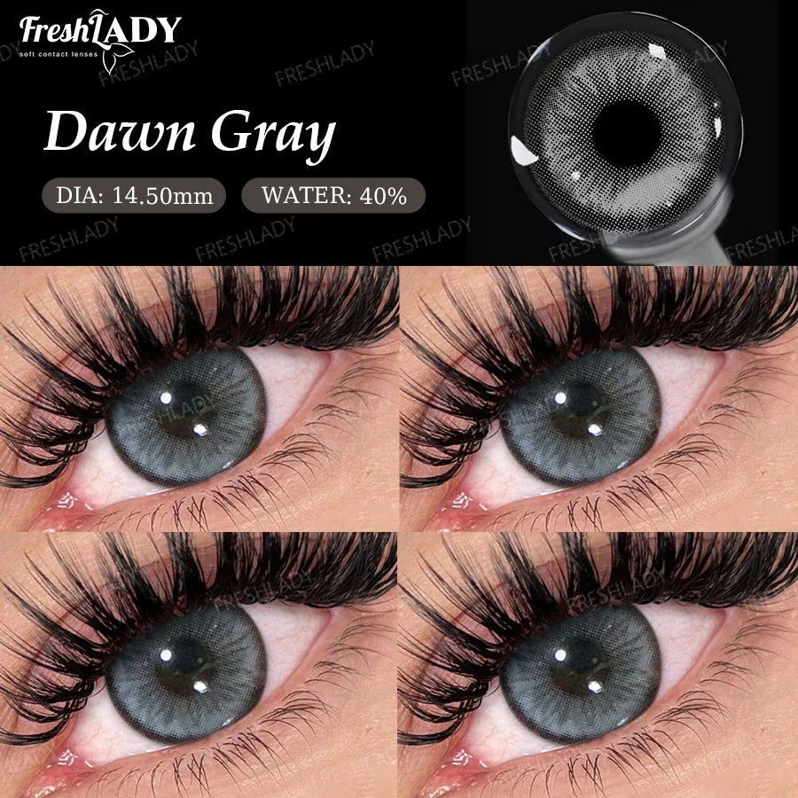 1 Pair Dawn Series Colored Contact Lenses Natural Green Pupils Eyes Contact lenses Big Eyes Soft Contacts 14.50mm