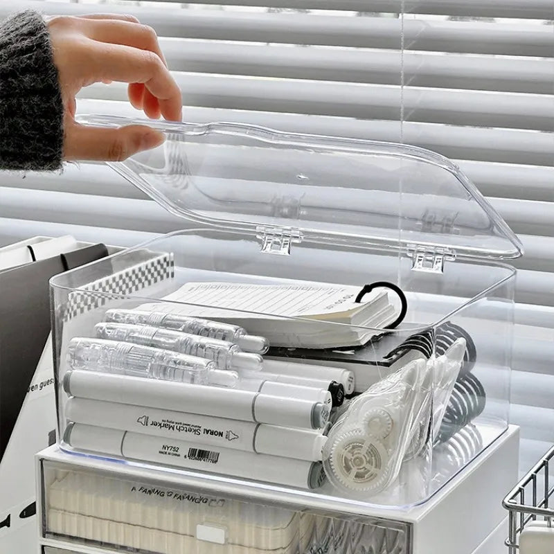 Transparent Desk organizer Desktop Storage Box Cosmetics Organizer Document Organizer Snack Storage Office Stationery Appliances