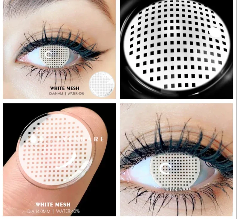 1pair Halloween Contacts Lenses Color Contact Lenses for Eyes Yearly Anime Cosplay Contacts White Lenses Black Lenses