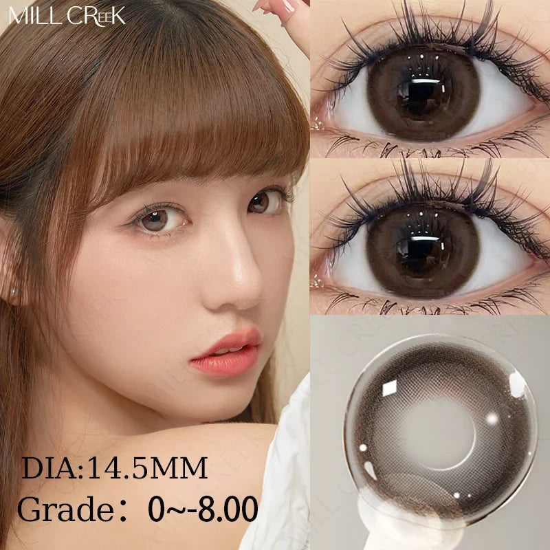 Colored Contacts for Eyes Myopia Cosmetic Lenses With Diopters Degree Multicolor Grey Brown Natural Pupils Contact Lens Yearly