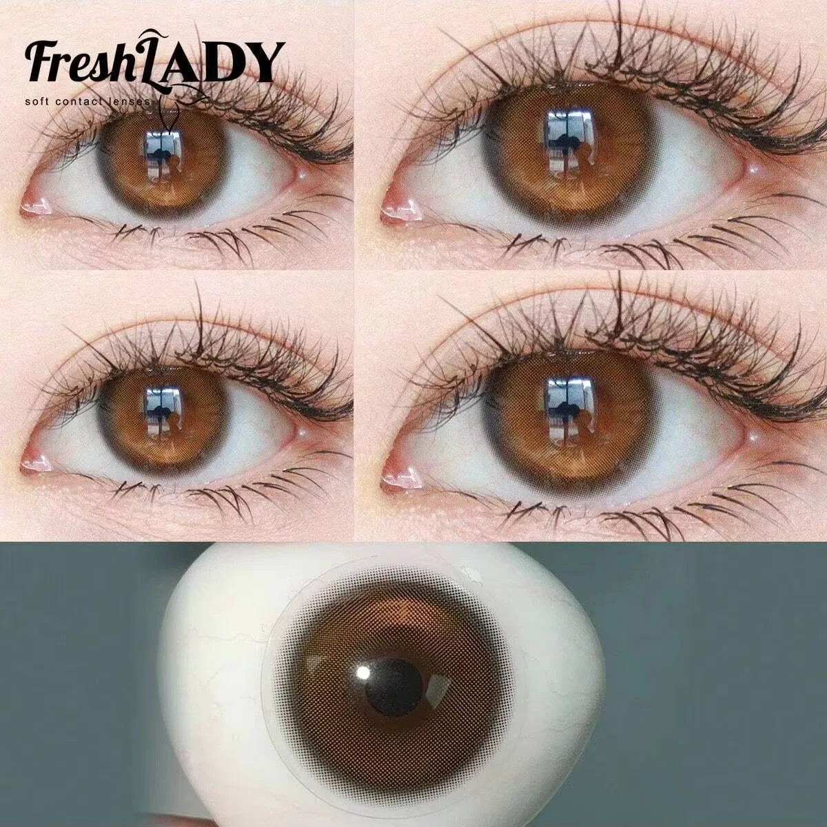 1 Pair Brown Colored Contact Lenses Natural Pupils Eyes Soft lenses Natural Beauty Eye Makeup Supplies 14.20mm Yearly