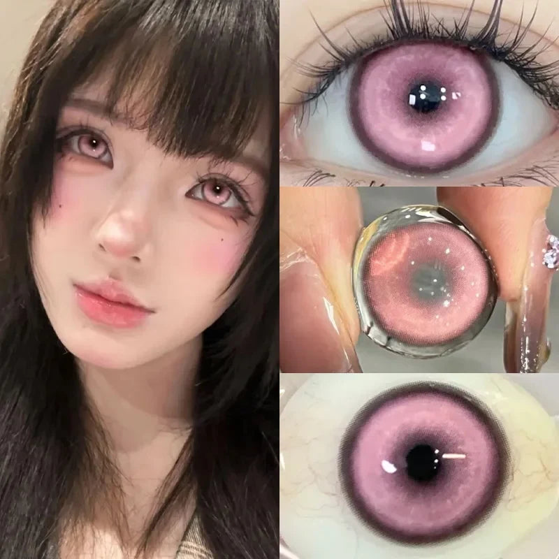 2PCS Halloween Cosplay Graduated Contact Lenses Anime Koi Silver Green Contact Lenses Red Pupils Lenses14.5mm Yearly