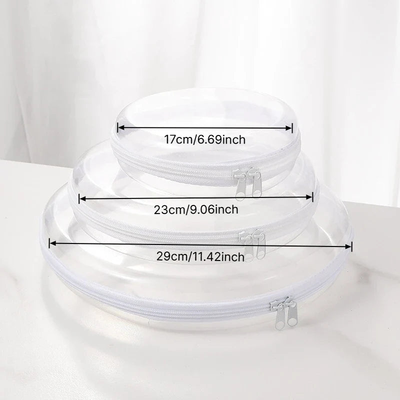 3pcs Clear Round Waterproof Makeup Bag Set,Portable Double Zipper Travel Storage Pouch,Travel Toiletry Bag,Multi-Purpose Organizer