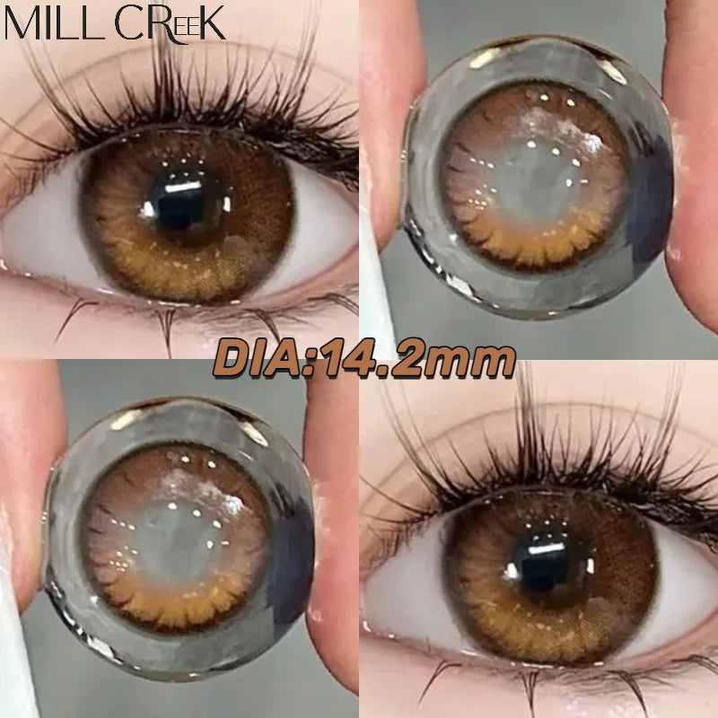 Brown Contact Lenses with Prescription 2pcs Colorful Korean Fashion Lenses Yearly Makeup Contact Lens Beauty Pupils