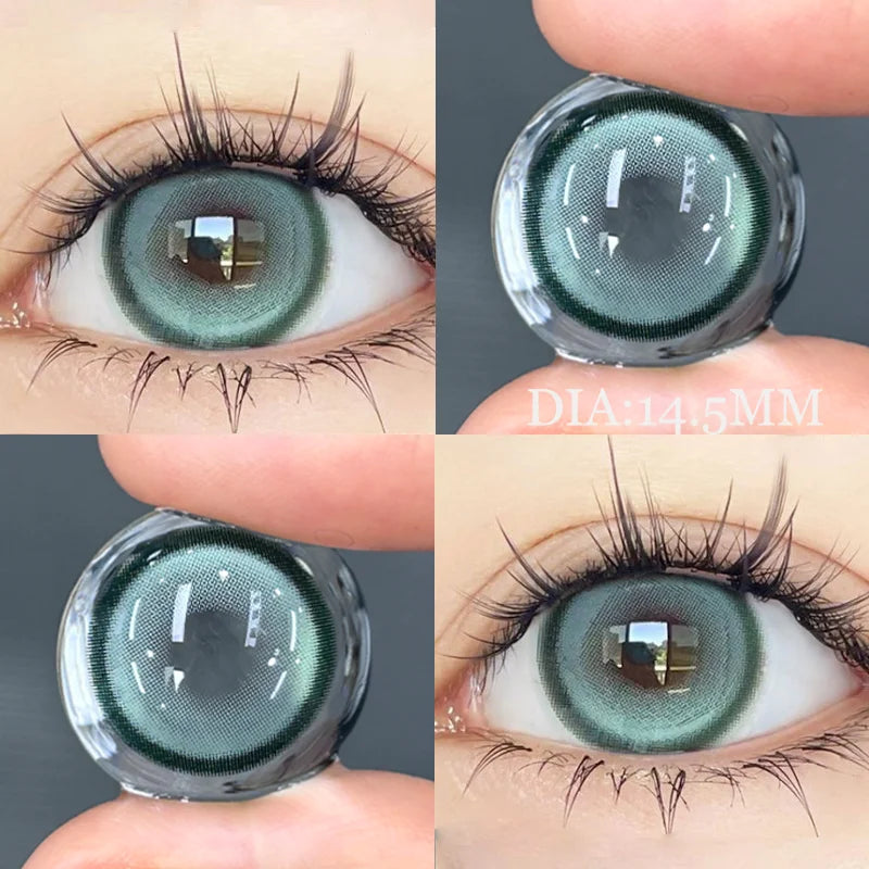 1 pair Color Contact Lenses with diopters Green Myopia Beauty Lens Cosmetic Color Pupils Contact Lenses Free Shipping