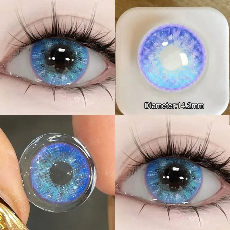 1pair Cosplay Color Contact Lenses Halloween Blue Circle Lens 14.5mm