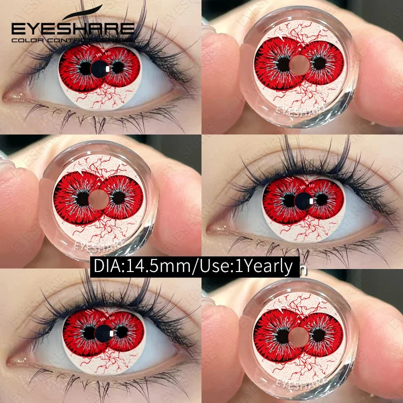 Halloween Red Contact Lenses 2PCS Crazy Style Coplay Color Contact Lenses for Eyes Anime Accessories Red Beauty Lenses