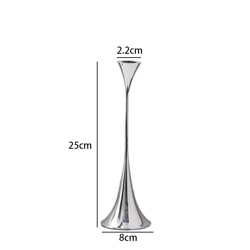 Silver Candlestick,Wedding Party Christmas Festival Dining Table Decor,Home Metal Candle Holder Photo Prop