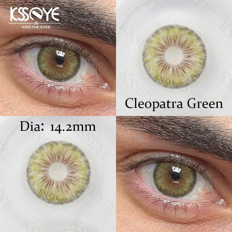 1 Pair  hot sale Colored Pupils for Eyes Green iris lens with Myopia 0~-8.00 degree Cleopatra series lenses Brown gray le