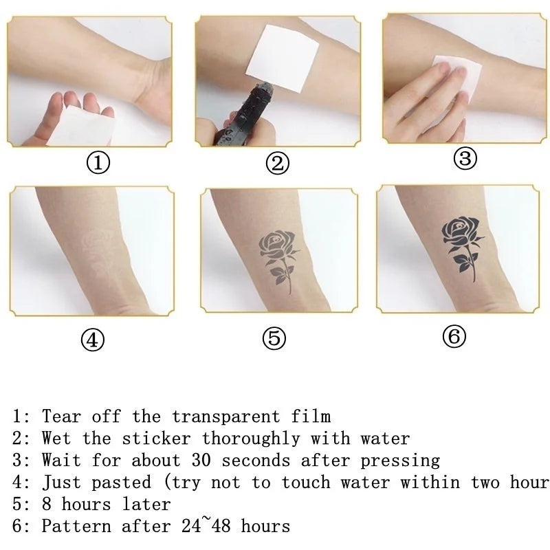 15 Days Waterproof Tattoo Sticker Skull Flower Half Arm Temporary Tattoo