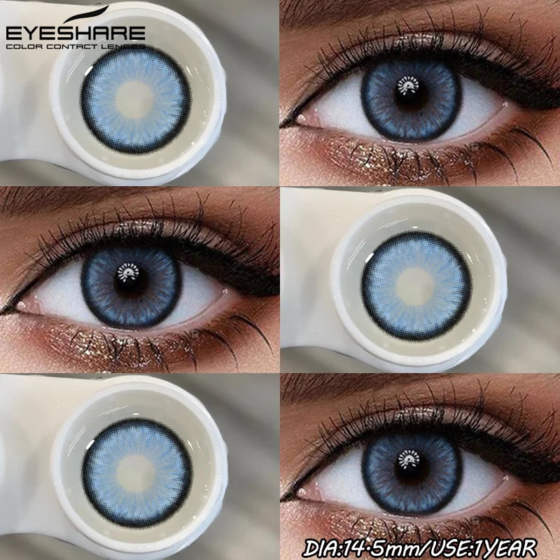 1Pair Fashion Colored Contact Lenses for Eyes Big Blue Eye Lens Natural Yearly Cosmetics Beauty Women Men Pupils