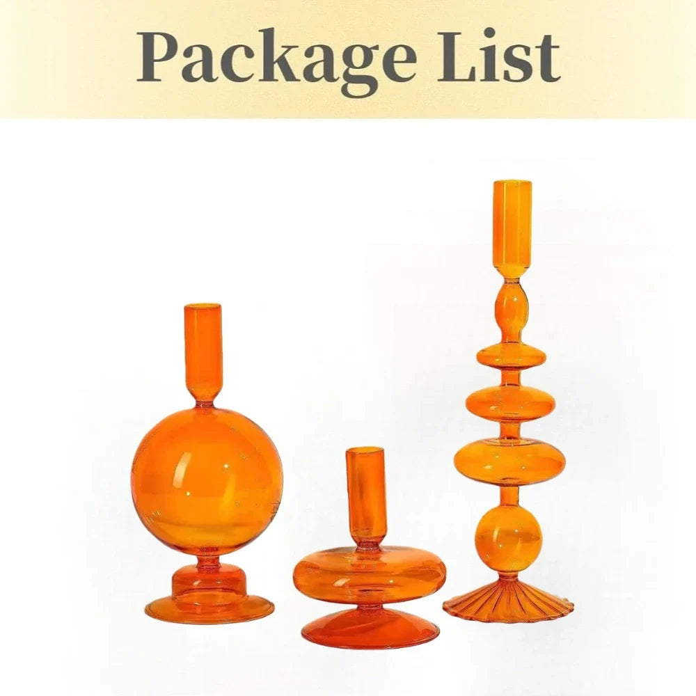 Modern Bubble Shaped Glass Candlestick Holder Set Taper Candle Stand Elegant Desktop Decoration for Party Living Room Banquet