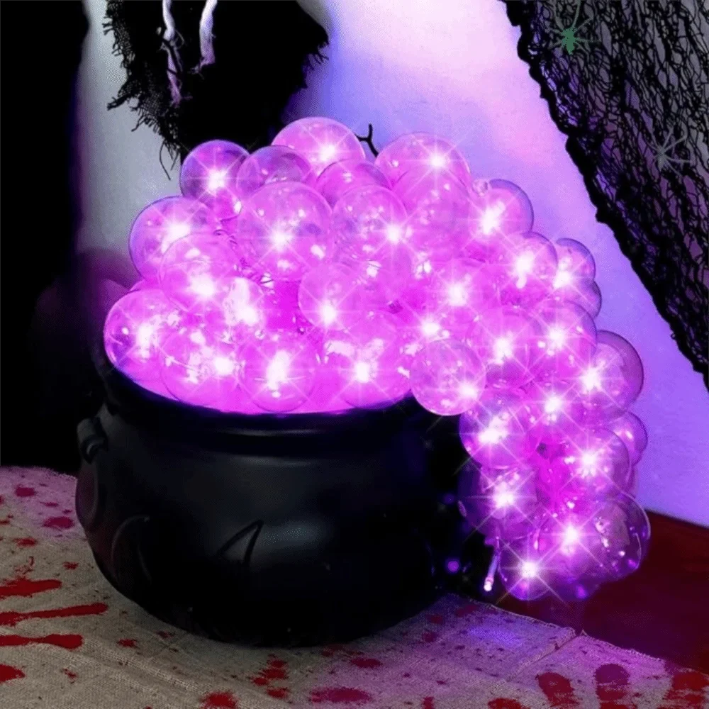 Luminous Halloween Bubbling Cauldron Decoration Purple Light Remote Control Bubbling Witch Bowl Plastic DIY