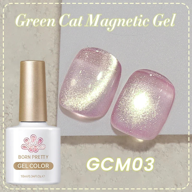 BORN PRETTY 10ml Black Glass Cat Magnetic Gel Nail Polish Ultra Shine Gold Silver Glitter Soak Off UV LED Gel Nail Art Varnish