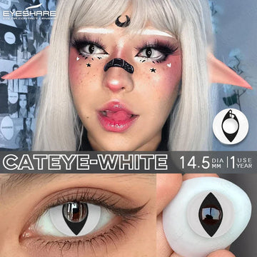1 Pair Cosplay Contact Lenses For Eyes Beauty Pupils Crazy Halloween Colored Contact Lens Fashion White Cat Eye Soft Lense