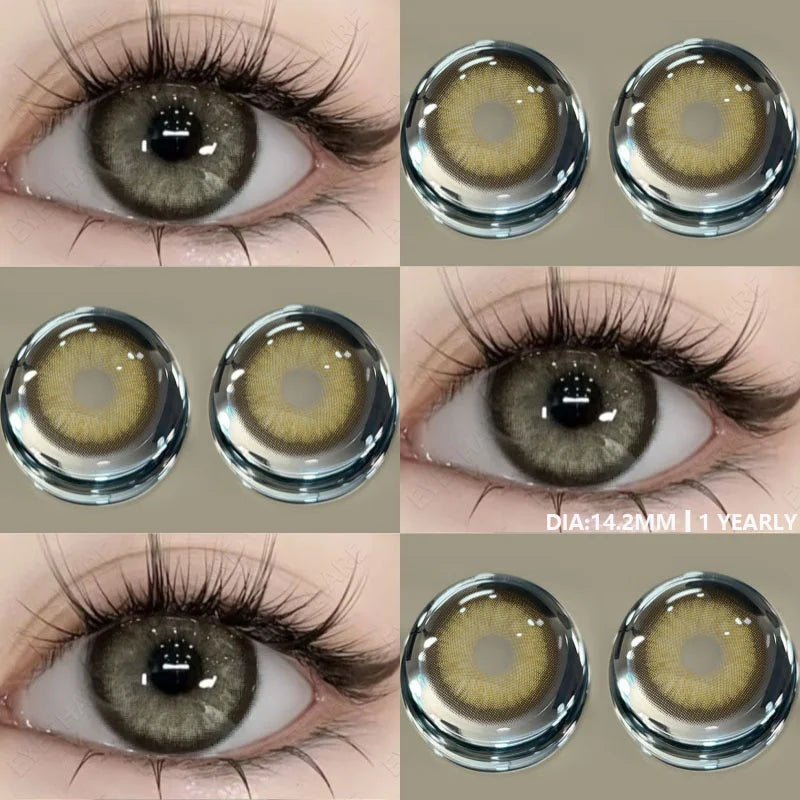 1Pair Color Contact Lenses for Eyes Natural Brown Lenses Fashion Blue Lenses Green Eye Contacts Yearly Use Eye Lens