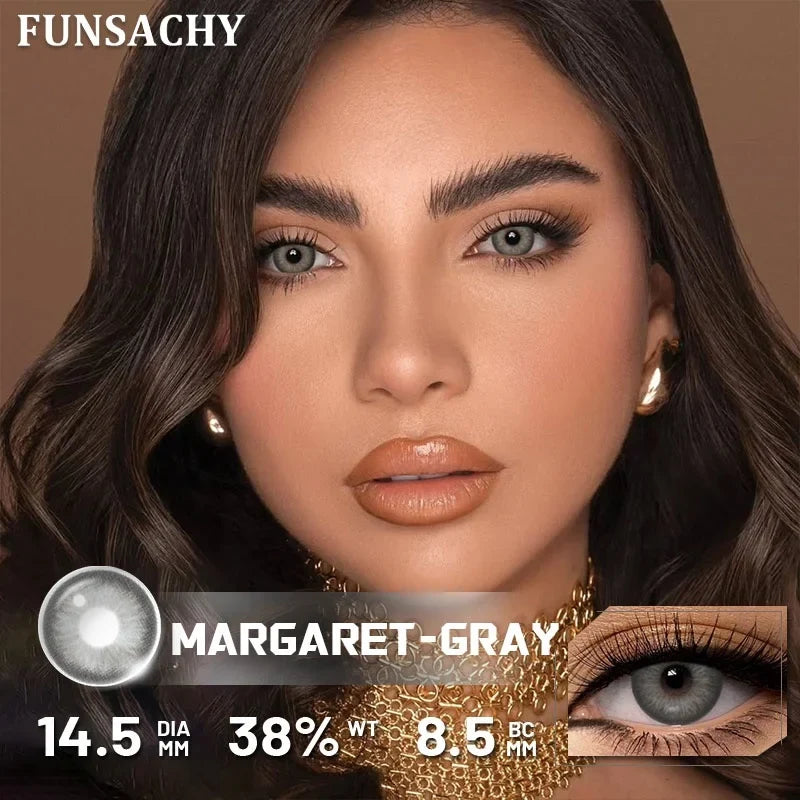 1 Pair New Colored Contact Lenses for Eyes Brown Graduated Fashion Gray Eyes Lenses Yearly Beauty Makeup Lens Women
