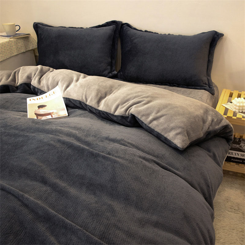 Winter Warm Duvet Cover Queen Size Bed Coral Fleece Quilt Cover King Size Bed Flannel Comforter Case Flannel Blanket Bedding