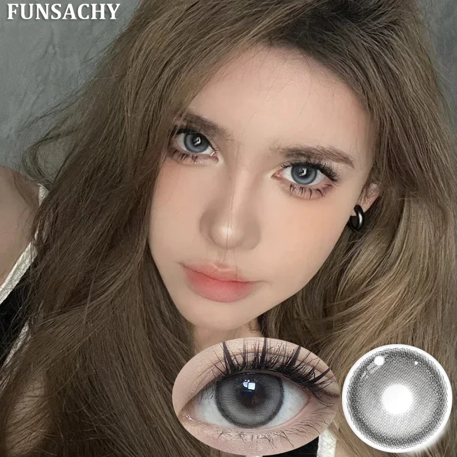 (0~-8.00 Degree) Myopia Contact Lenses for Eyes Colored Gray Pupils Brown Natural Lens Beauty Prescription Color Lens