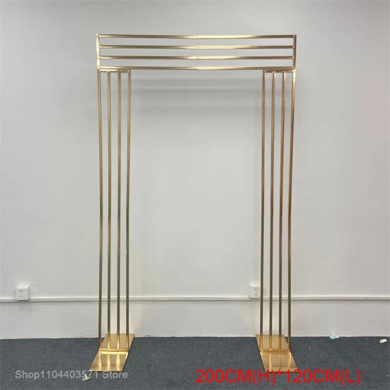 1pcs/3pcs Shining Gold Mirror Chuppah Acrylic Backdrop Stand for Wedding Decoration Flower Stand Walkway Pillar 2M/2.4M Tall