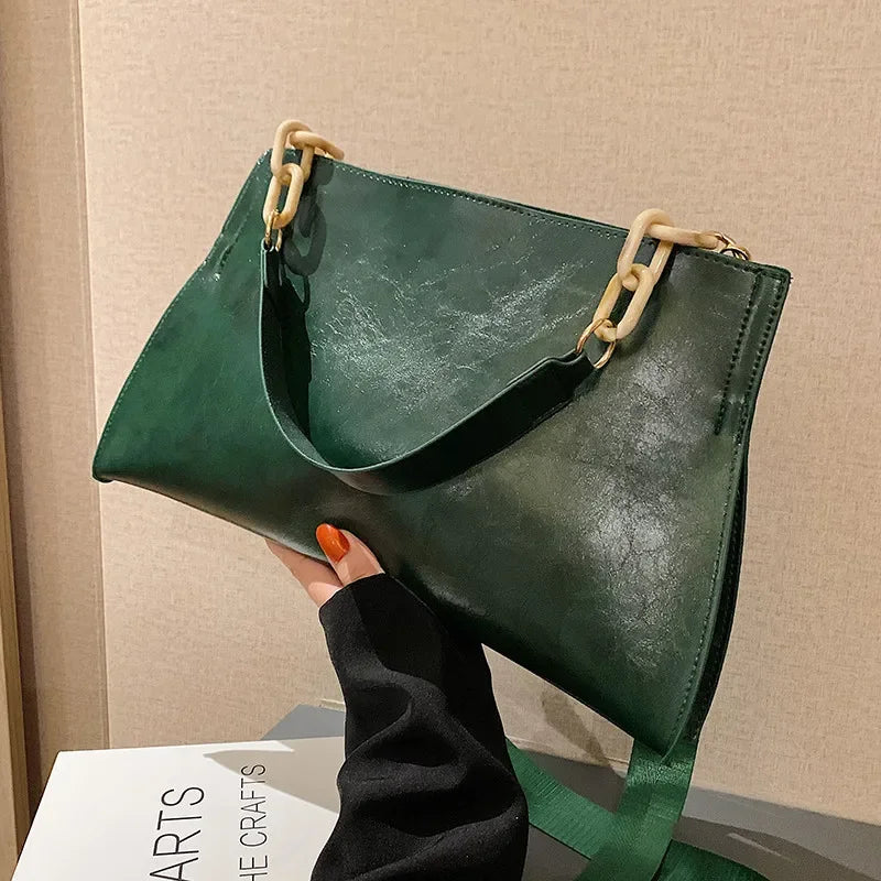 Stylish Women's Shoulder Bag - Soft Synthetic Leather Crossbody Bag