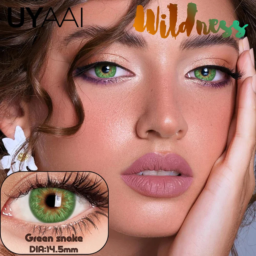 Wild Color Payoff Color Contacts Lenses Unique Multi-Tonal Radiating Design for Mesmerizing Eyes, Brown/Green/Gray,