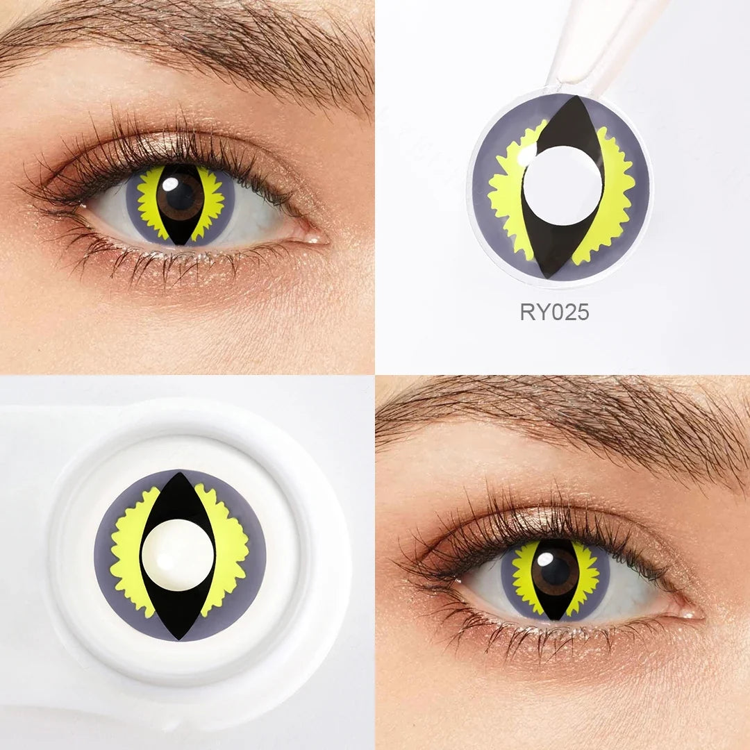 Yearly Use Halloween Contact Lenses For Cosplay Contact Lens Dragon Eye Lens Red/Pink Color Contact Lenses 14.0mm 8.5mm