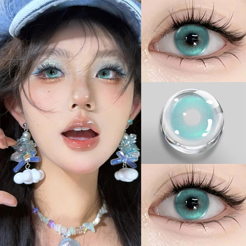 2 pcs New 0~-8.00 Myopia Lenses Brown Natural Color Contact Lenses for Eyes with Degree Korean Student Pink Beauty Pupil