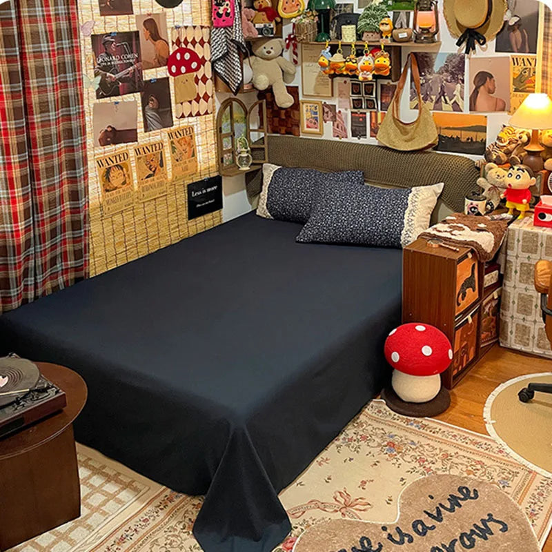 French Double-Layer Yarn Printing Bedding Set Comfort Colorfast Comforter Sets with Lace Retro Floral Skin-Friendly Bed Linens