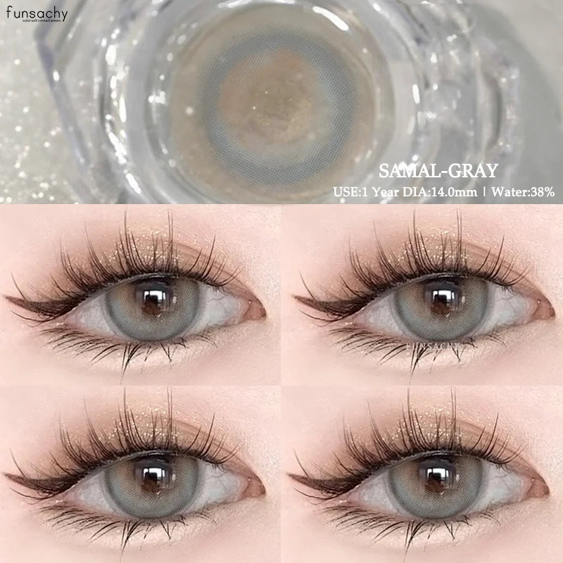 1Pair Natural Brown Contact Lenses for Eyes Colored Lenses Gray Pupils Big Eye Lenses Fashion Beauty Contacts Yearly
