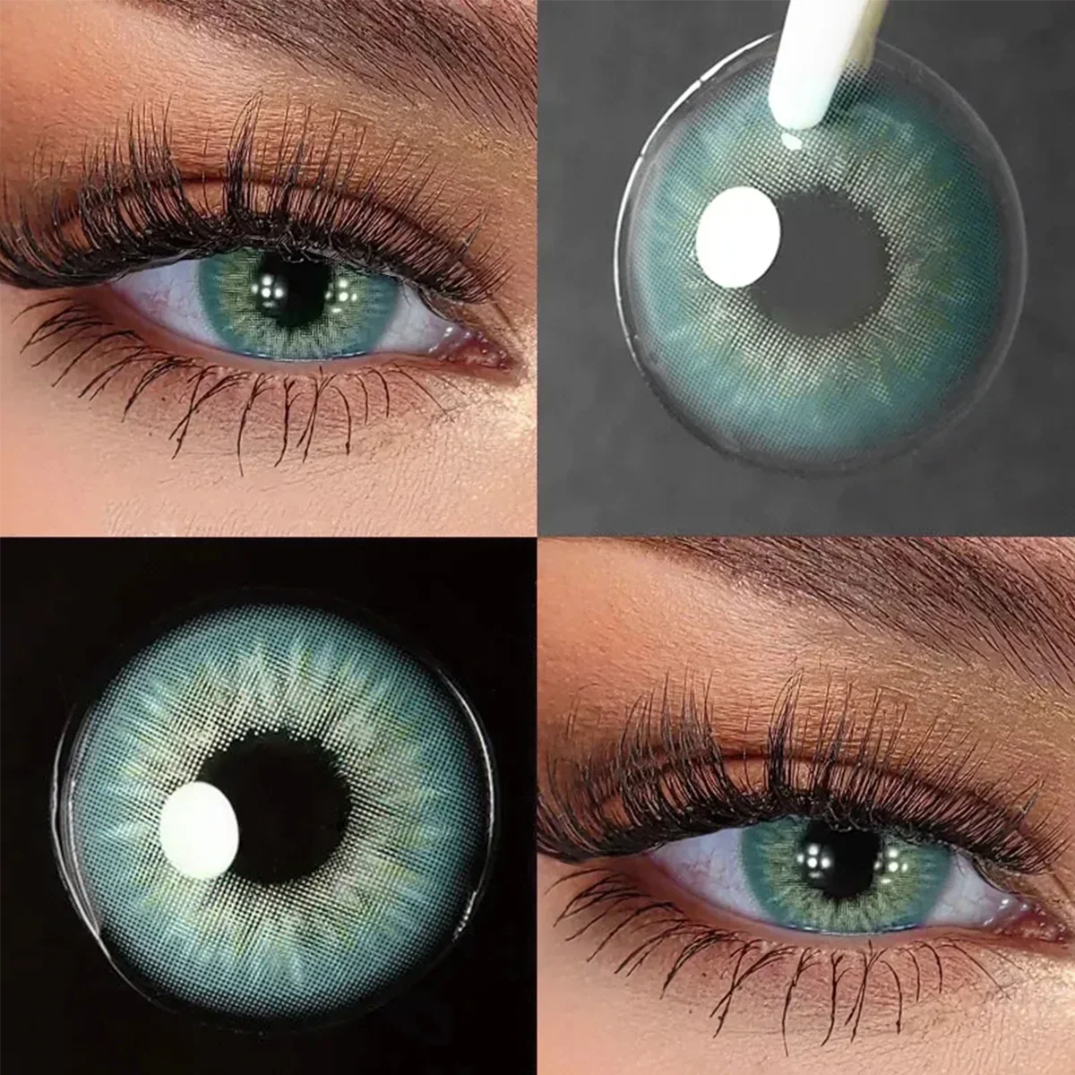 14.0mm Small Pupil Natural Sin Blue Green Colored Contact Lenses Half Yearly Soft Lens Fashion Cosmetic Eyewear Contacts
