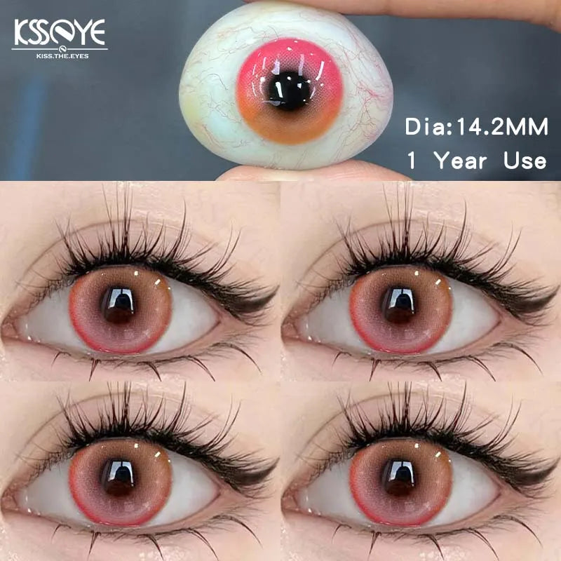 1pair Anime Cosplay Contact Lenses Color Contact Lenses for Eyes Pink Lenses Blue Pupils Halloween Beauty Makeup Contacts