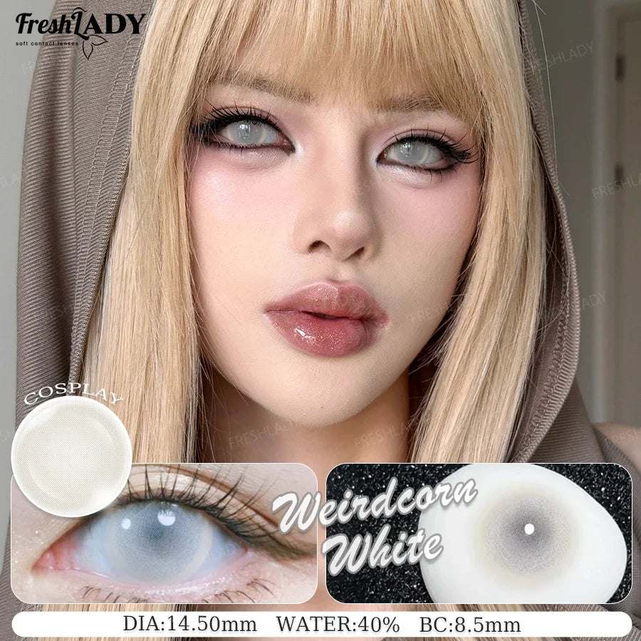 1 Pair Cosplay Color Contact Lenses Crazy White Anime Contact Lenses For Halloween Role Play Party Cosmetic Holidays