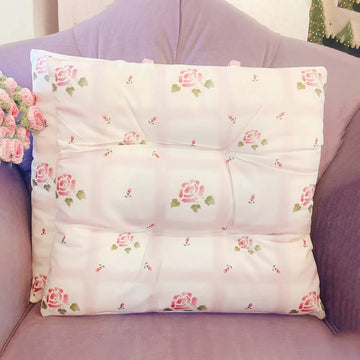 Romantic Pink Rose Printed Chair Cushion Home Decorative Cushion Bedroom Dormitory Square 40x40cm Chair Cushion Pastoral Style