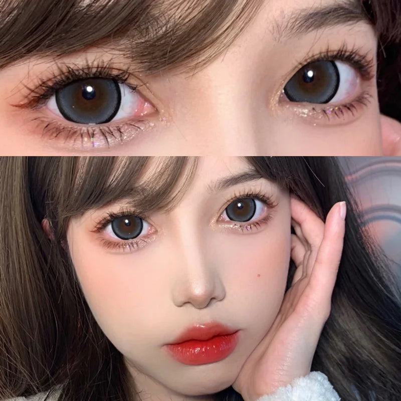 Two Large Black Eye Color Contact Lenses Prescription with Diopter Lenses with Eye Contact Lenses Student Animation Natural