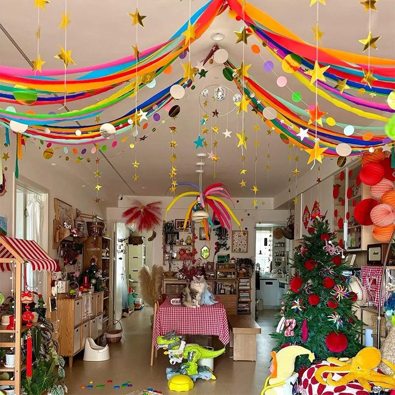Crepe Paper Streamer Set Birthday Christmas Easter Home Party Hanging Decor Wedding Birthday Party Backdrop Colorful Paper Crepe
