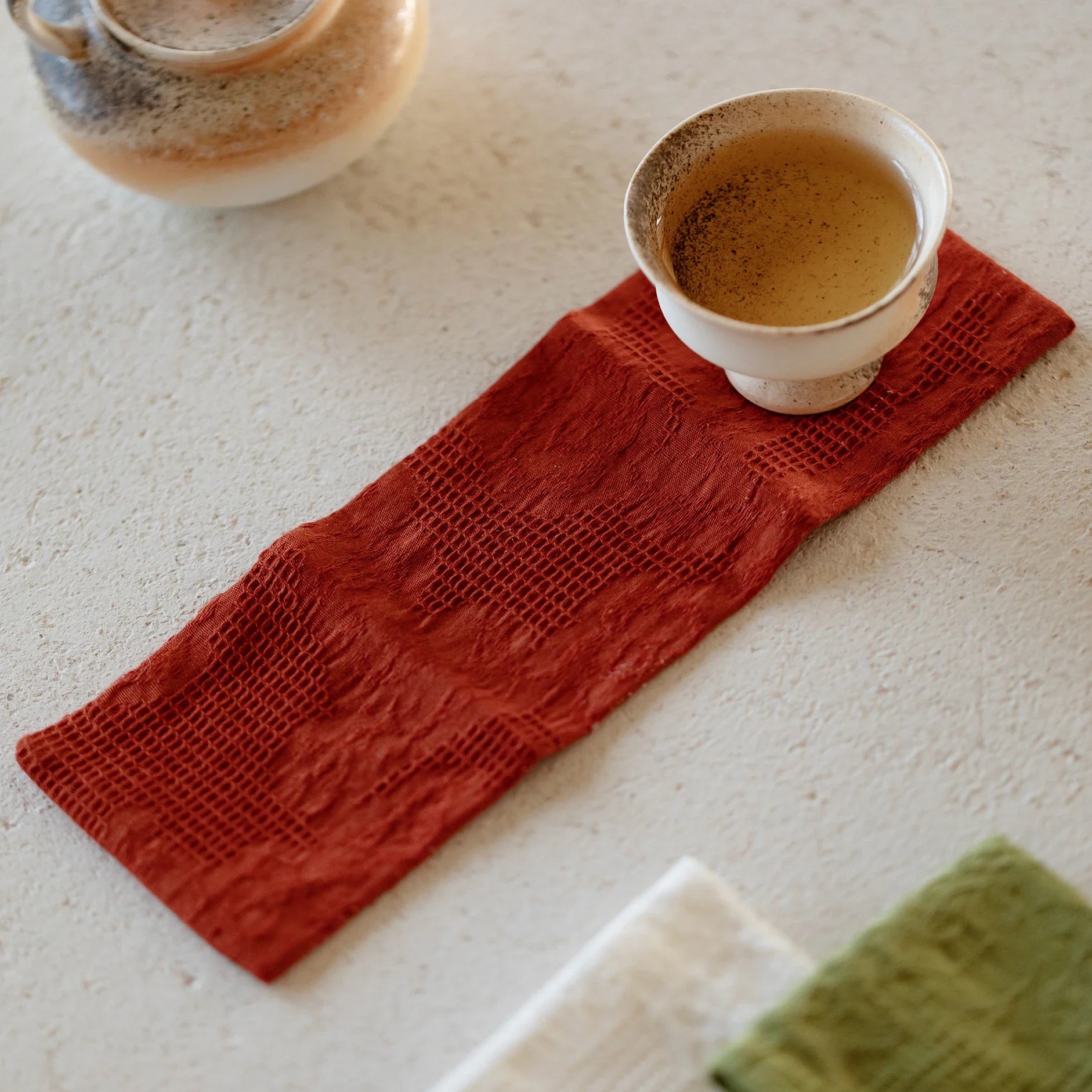 Thick Handmade Cotton Linen Tea Towel Double Sided Absorbent Tea Tablecloth Tea Set Zero Matching Tea Tray Cup Mat Pot Mat