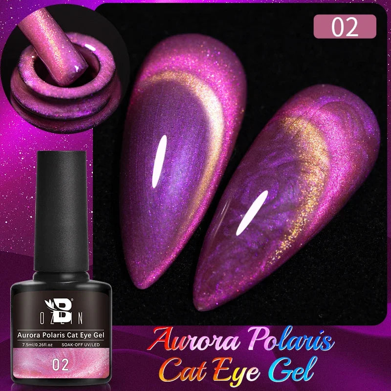 7.5ml Golden Gradient Cat Eye Nail Polish Gel Phototherapeutic Gel Soak Off Nail Magnetic Gel Polish Nail Art DlY