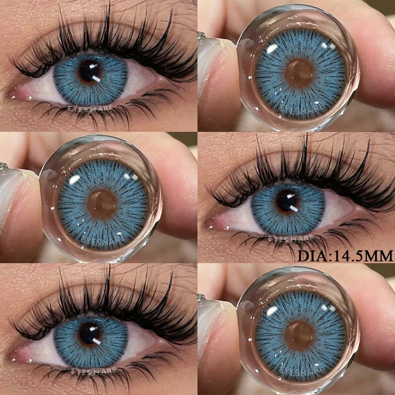 Color Contact Lenses For Eyes 1pair Yearly Natural Eye Green Color Lens Cosmetic Soft Eye Lenses Beauty Pupils Blue Lenses