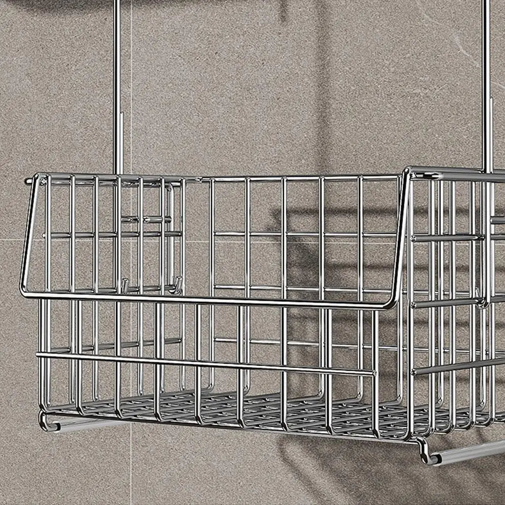 Hanging Organizer Bathroom Shelf Shower Basket With Hooks Storage Shelf No Drilling Shower Rack For Shower Faucet Or Cross Bar