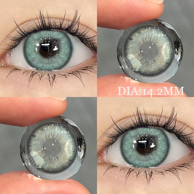 1 pair Color Contact Lenses with diopters Green Myopia Beauty Lens Cosmetic Color Pupils Contact Lenses Free Shipping