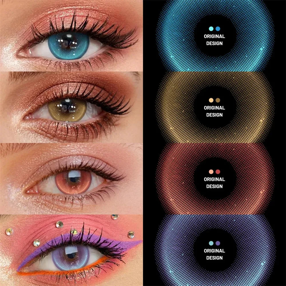 Eye Eyes Color Contacts Colored Contact Lenses Lens Small Pupil Fashion Parties Blue Red 2Pcs 6 Months Half Year Use