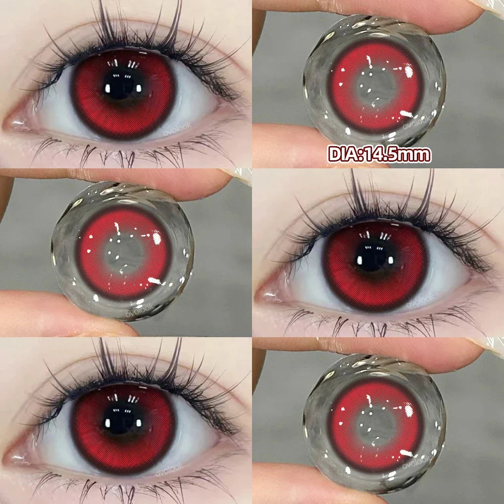2pcs/pair Cyber Series Halloween Colored Contact Lenses for Makeup Eyes Big Pupils Red Contact Lenses Brown Lens Myopia